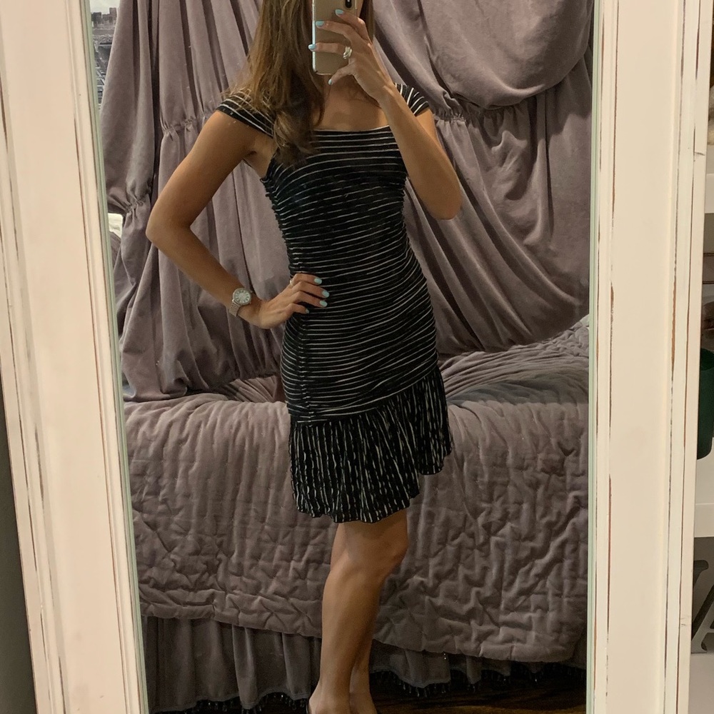 Max Studio black and white striped party dress